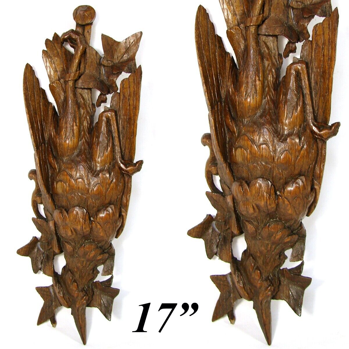 Antique Victorian Era Black Forest Carved 17” “Fruits of the Hunt” Grouse, Bird
