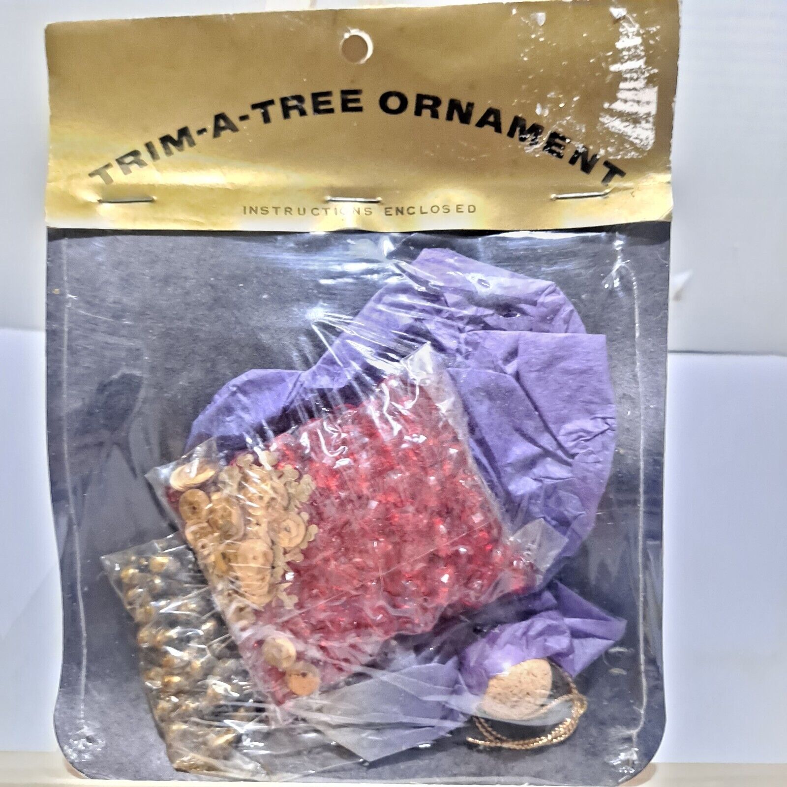 Vintage Trim A Tree Beaded Sequin Christmas Ball Ornament Kit Mercury Glass Pins