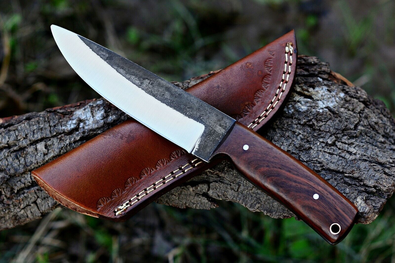 Custom Hand forged High Carbon 1095 Steel Hunting Knife with Exotic wood Handle 
