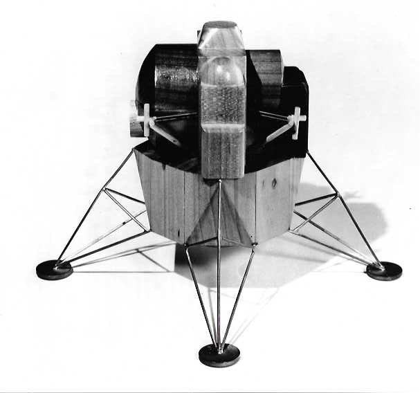 B&w NASA photo showing a prototype of the Lunar Module from around 1963