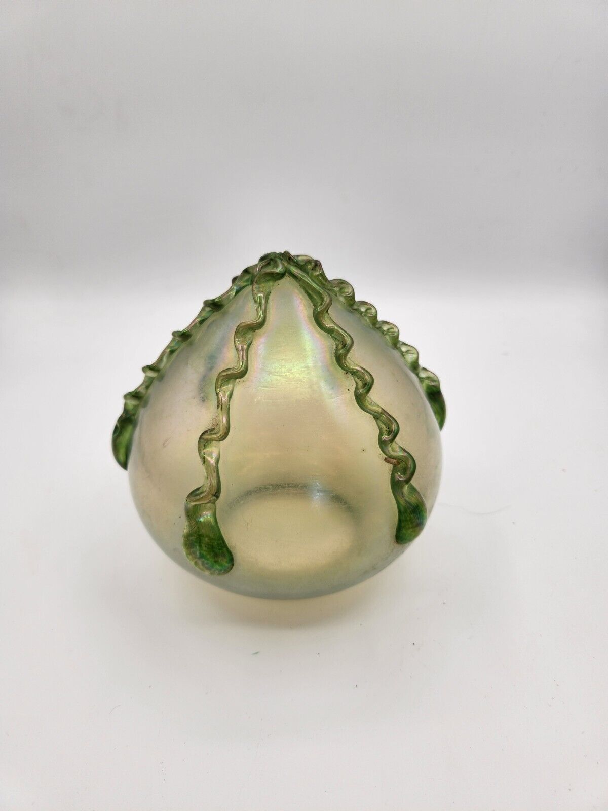 Antique Vaseline Uranium Glass Pendant Lamp Shade with applied decoration Glows