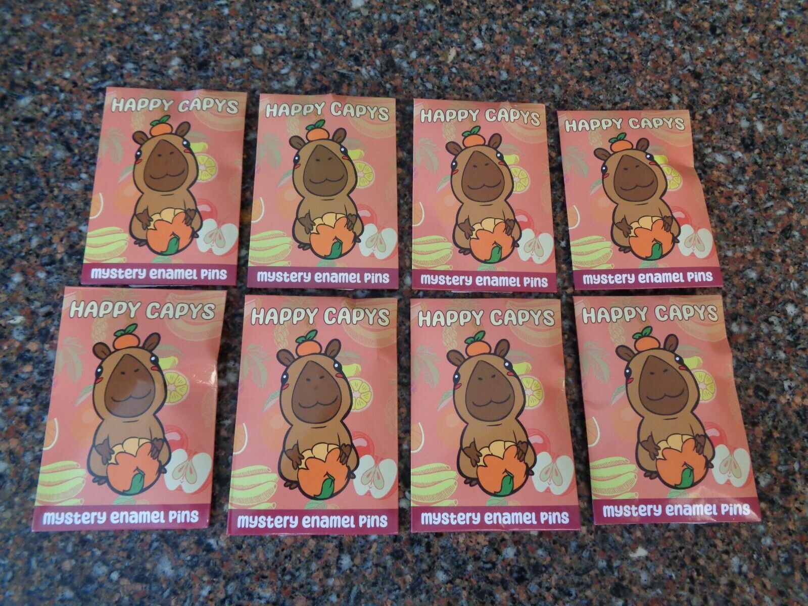 Lot of 8 Happy Capys Capybara Blind Bag Enamel Pin Whatever Company Pouch New