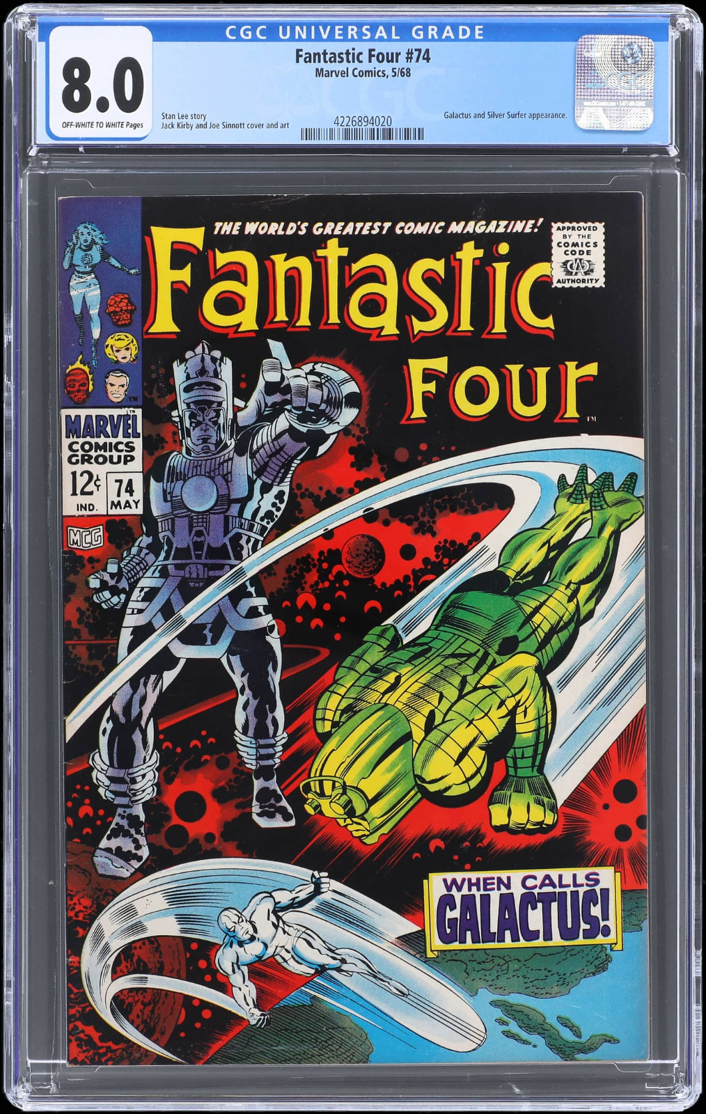 1968 Marvel Fantastic Four #74 CGC 8.0 Galactus & Silver Surfer Appearance