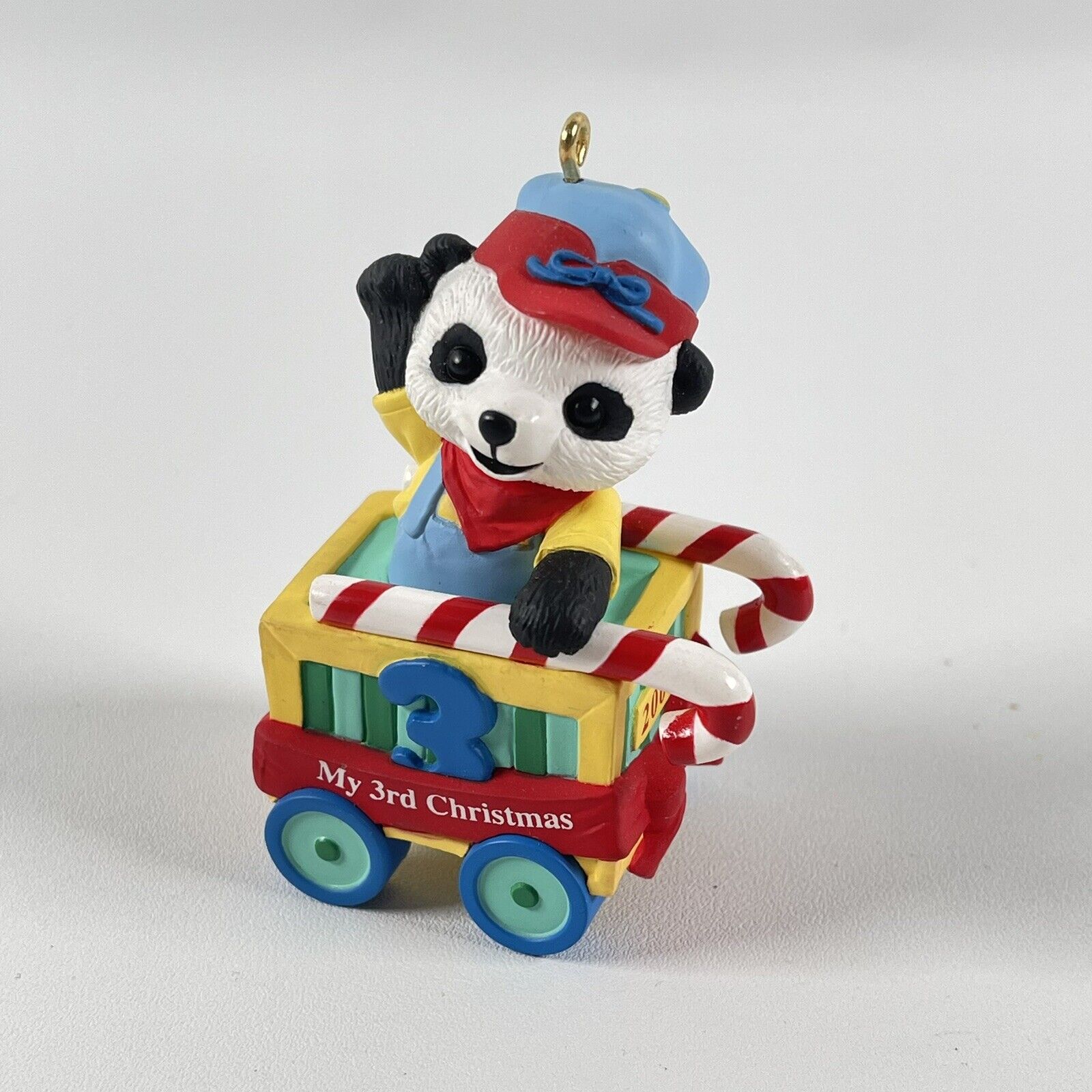 Vintage Hallmark 2000 Panda 3rd Christmas Peppermint Express Train Ornament