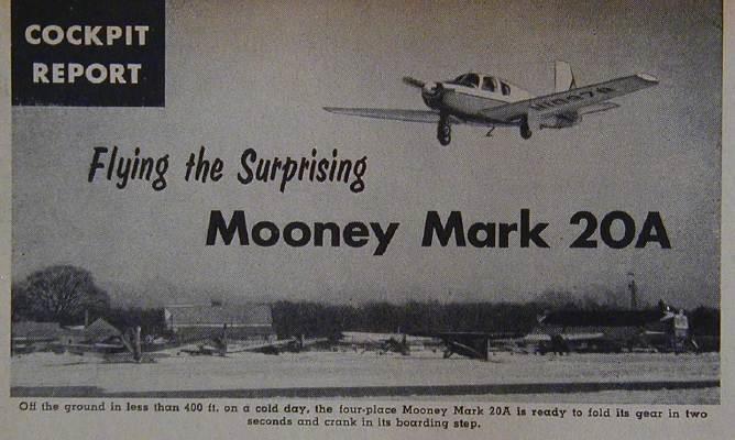 Mooney Mark 20A 1959 Cockpit Flight vintage Test Report