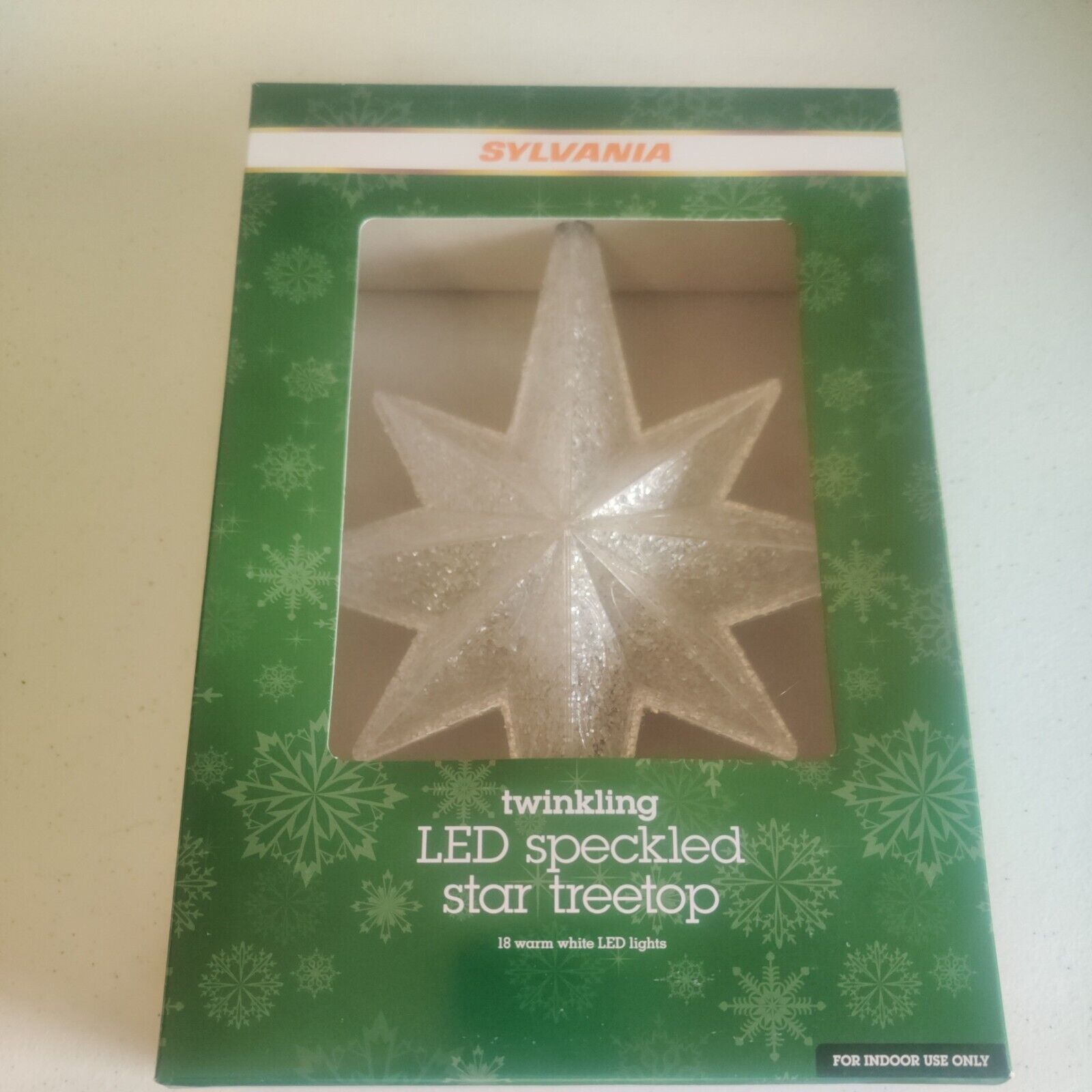 Sylvania LED Speckled twinkling Star Treetop new in box.