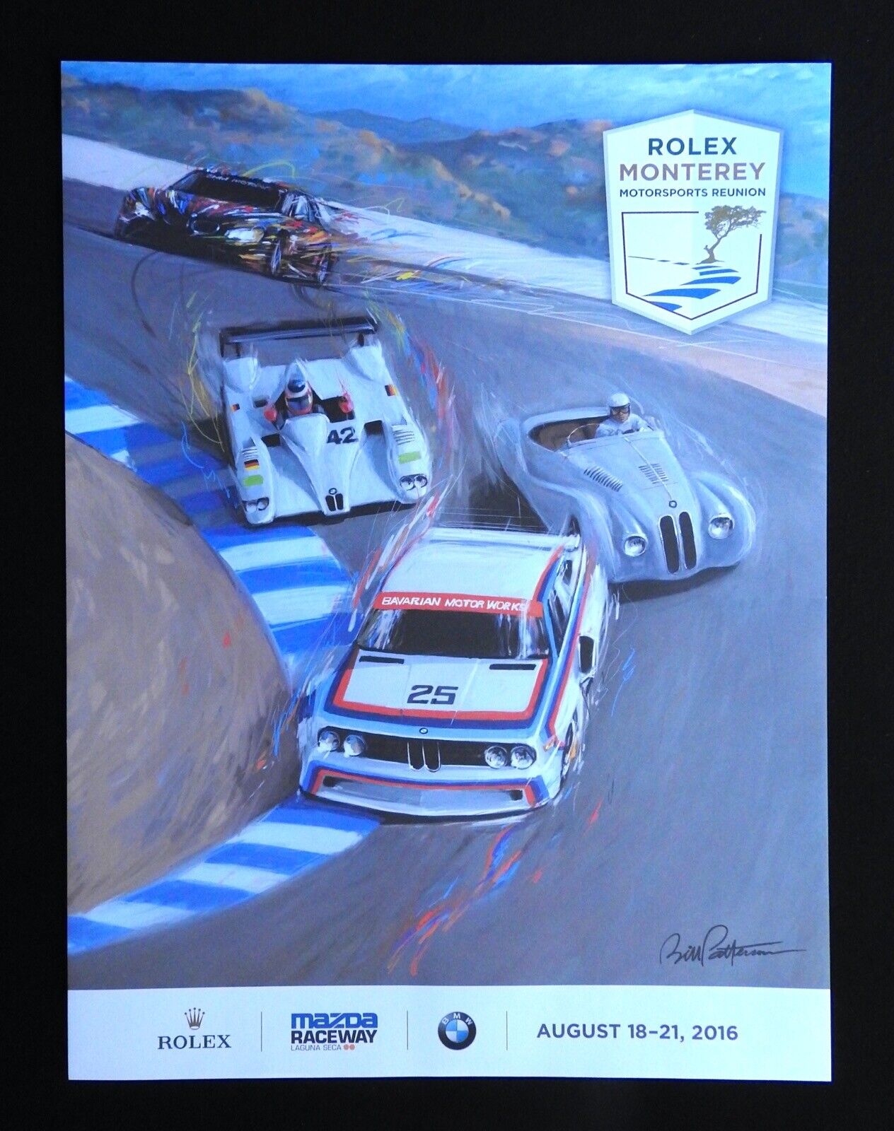 2016 Rolex Monterey Motorsports Reunion Races BMW 3.0 CSL 328 LMR Poster NEW