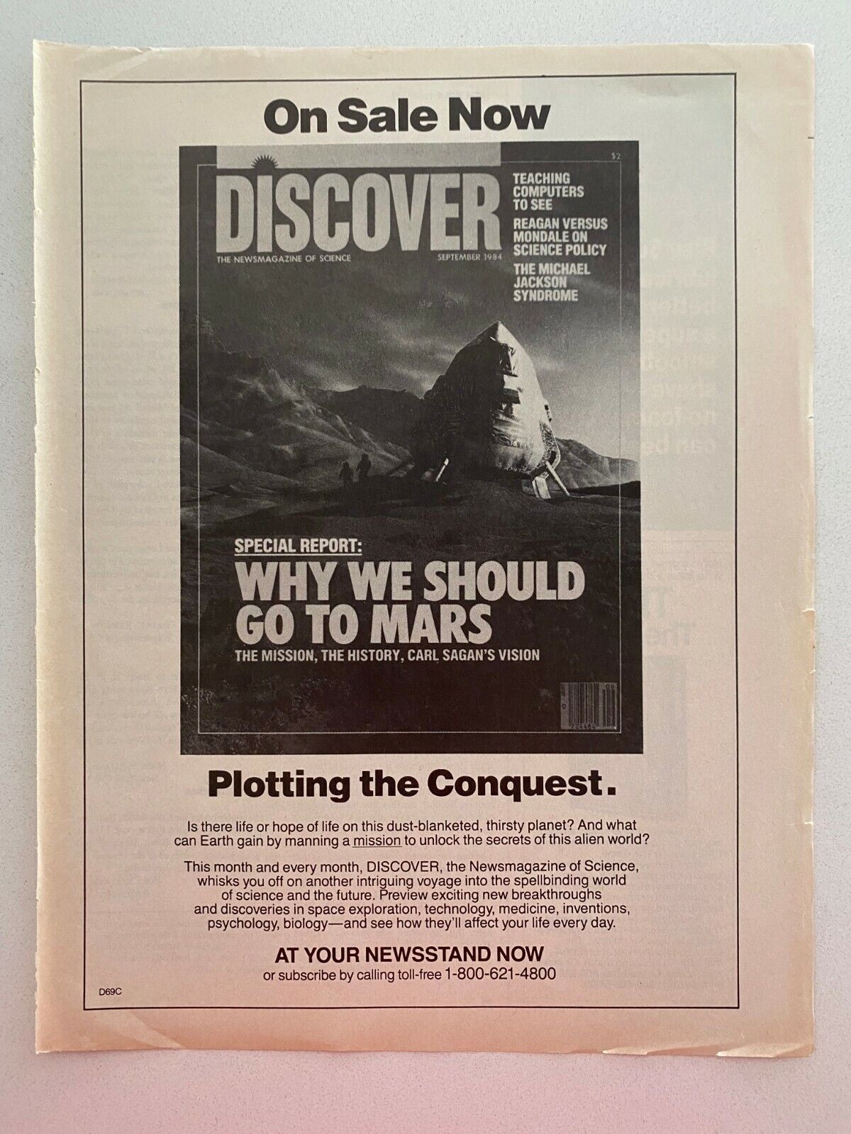 Discover News Magazine of Science Vintage 1984 Print Ad