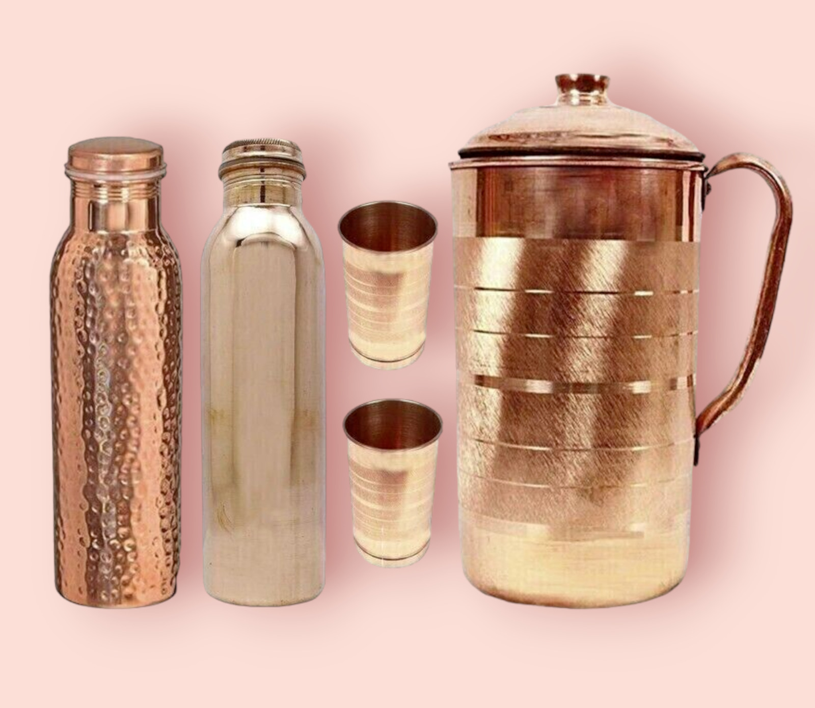 100% Pure Copper Water Jug Pitcher Tumbler Glass Bottle Cup Ayurved Benefit Gift