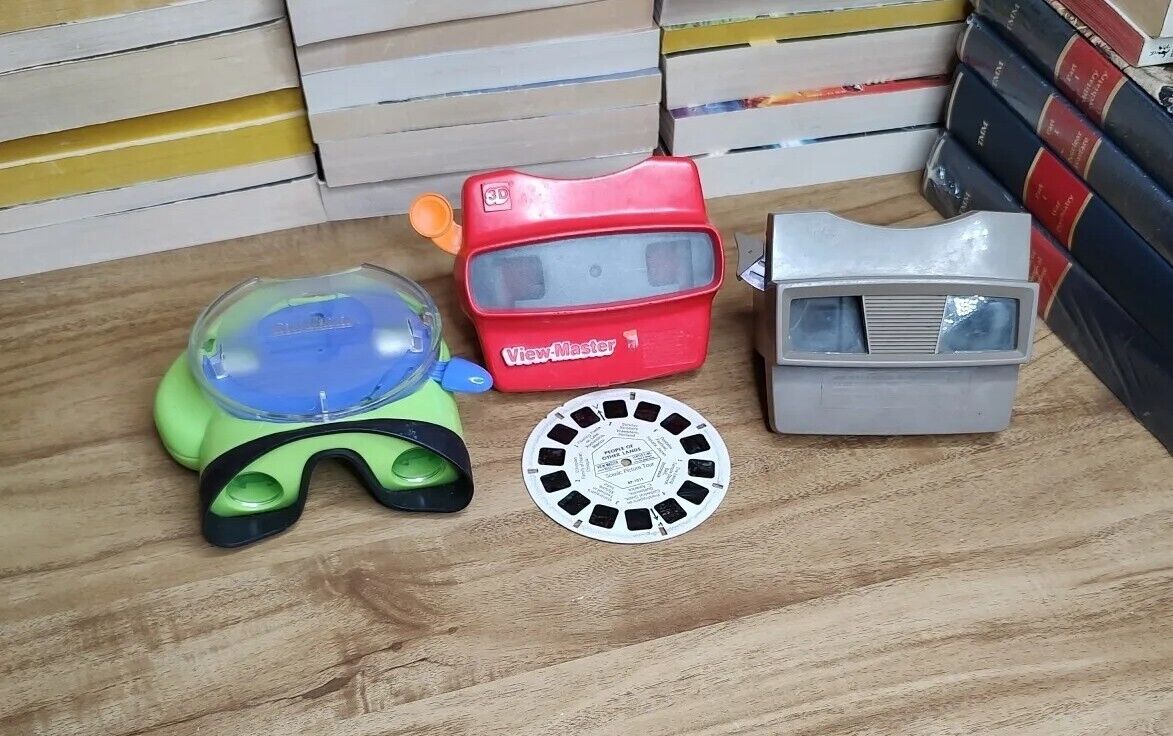 3 Vintage View-Master  Slide Viewers + 1 Reel  1960s 1980s and 2000s Scenic Tour