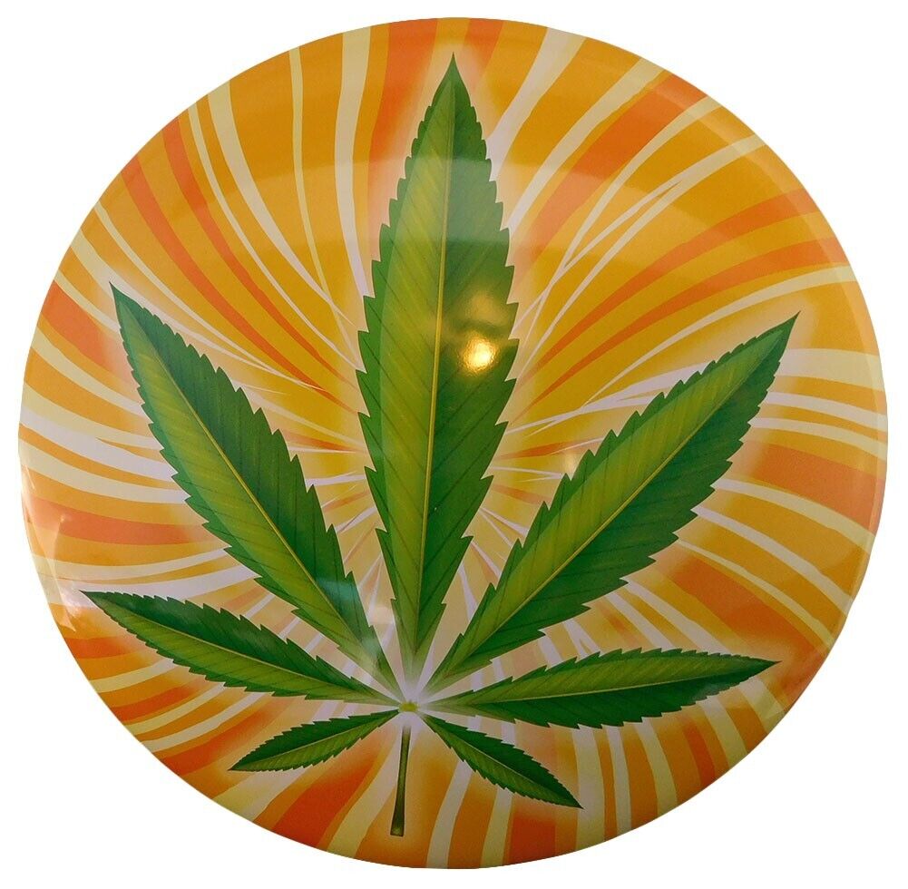Marijuana Weed Pot Leaf Orange Round 15\