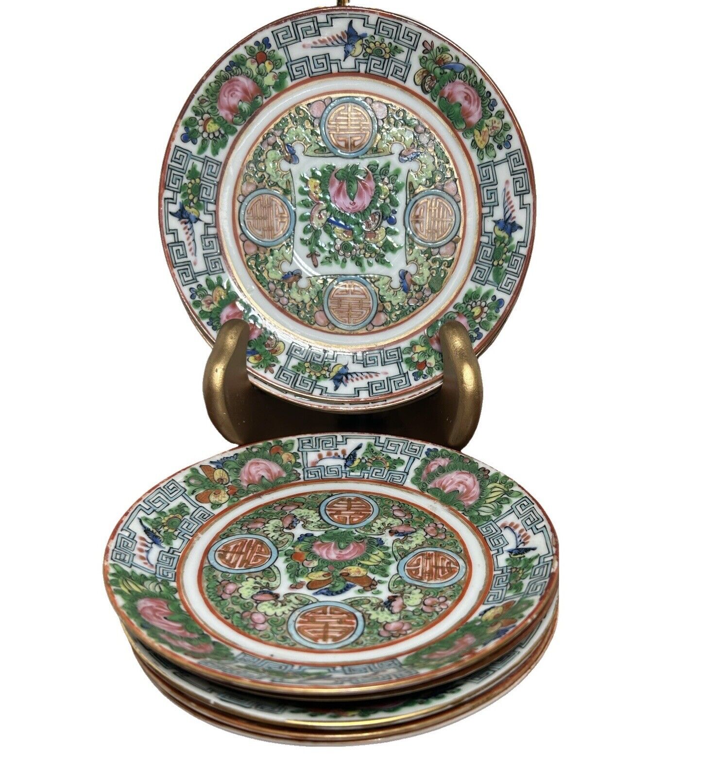 VTG Chinese Famille Rose Medallion  Dessert Plate 5 1/2” (18 Available) 1920’s
