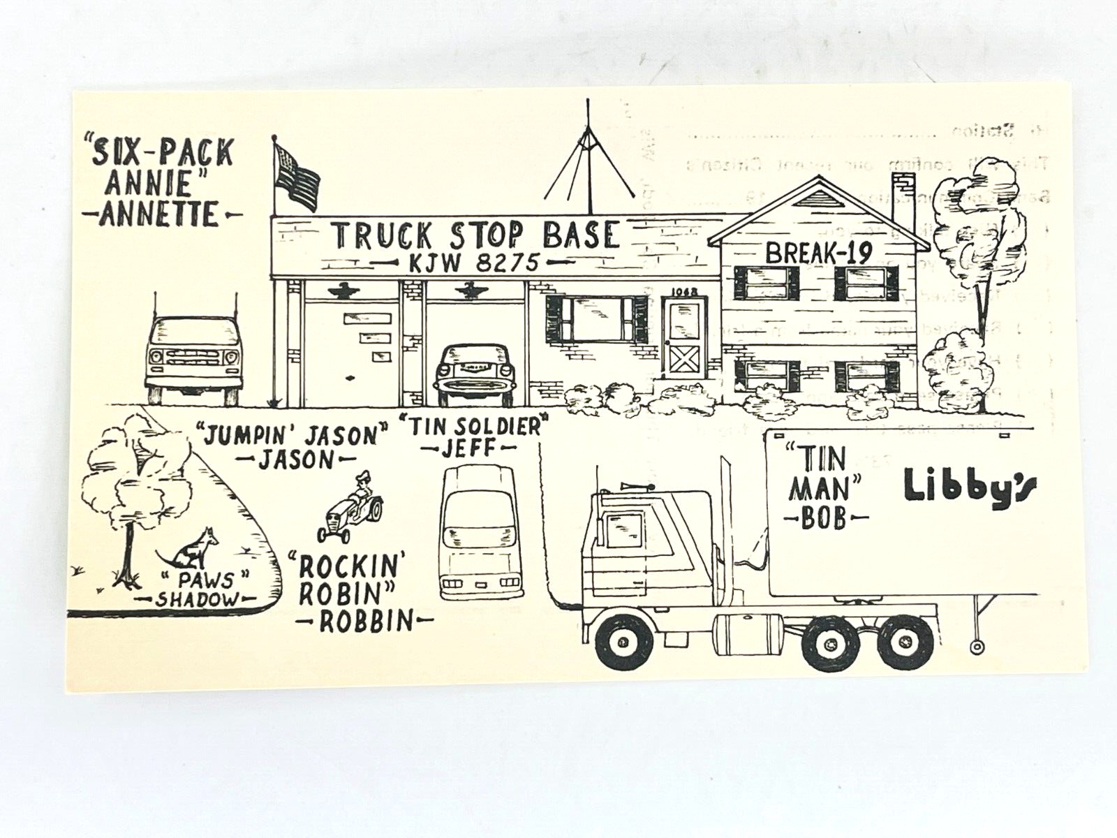 Vintage QSL Card Ham CB Amateur Radio Truck Stop Base Six Pack Annie Annette