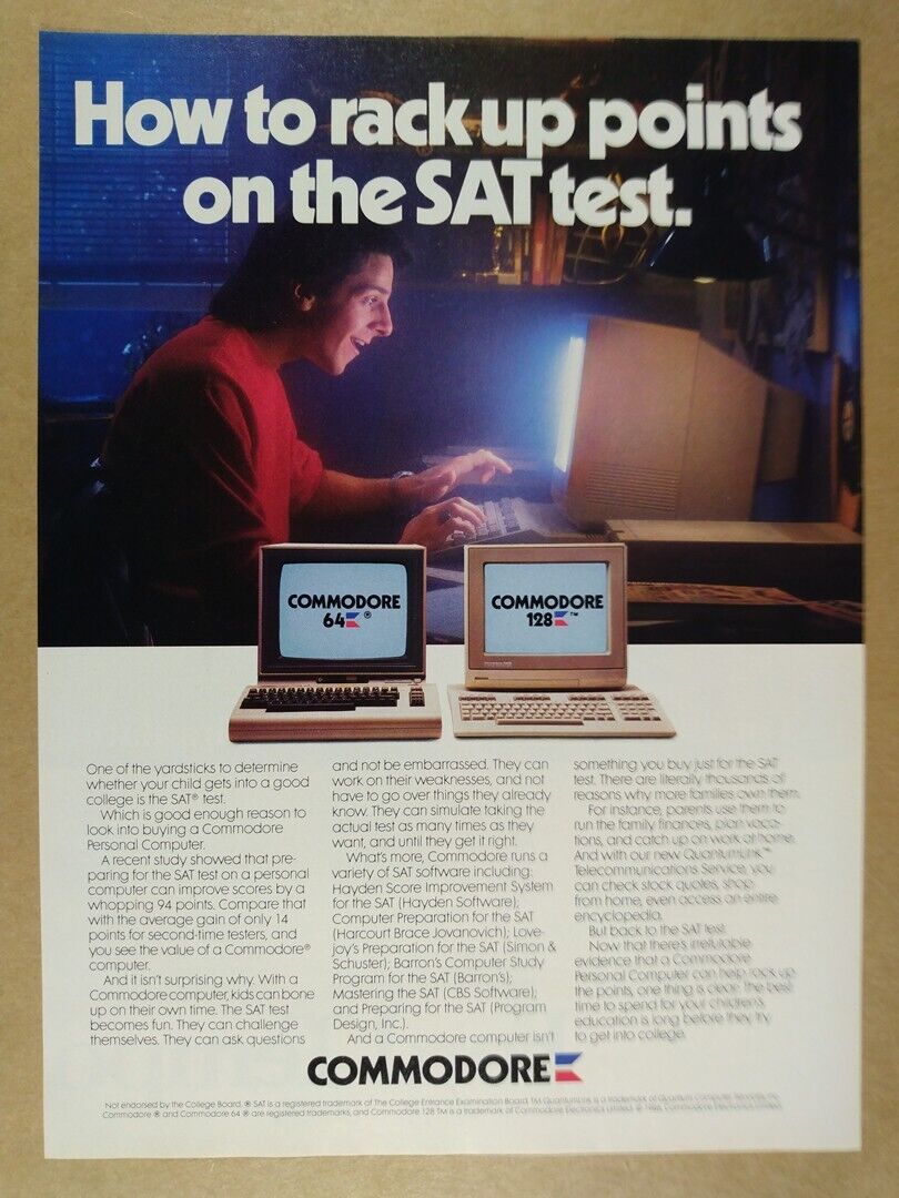 1986 Commodore 64 & 128 Computers vintage print Ad