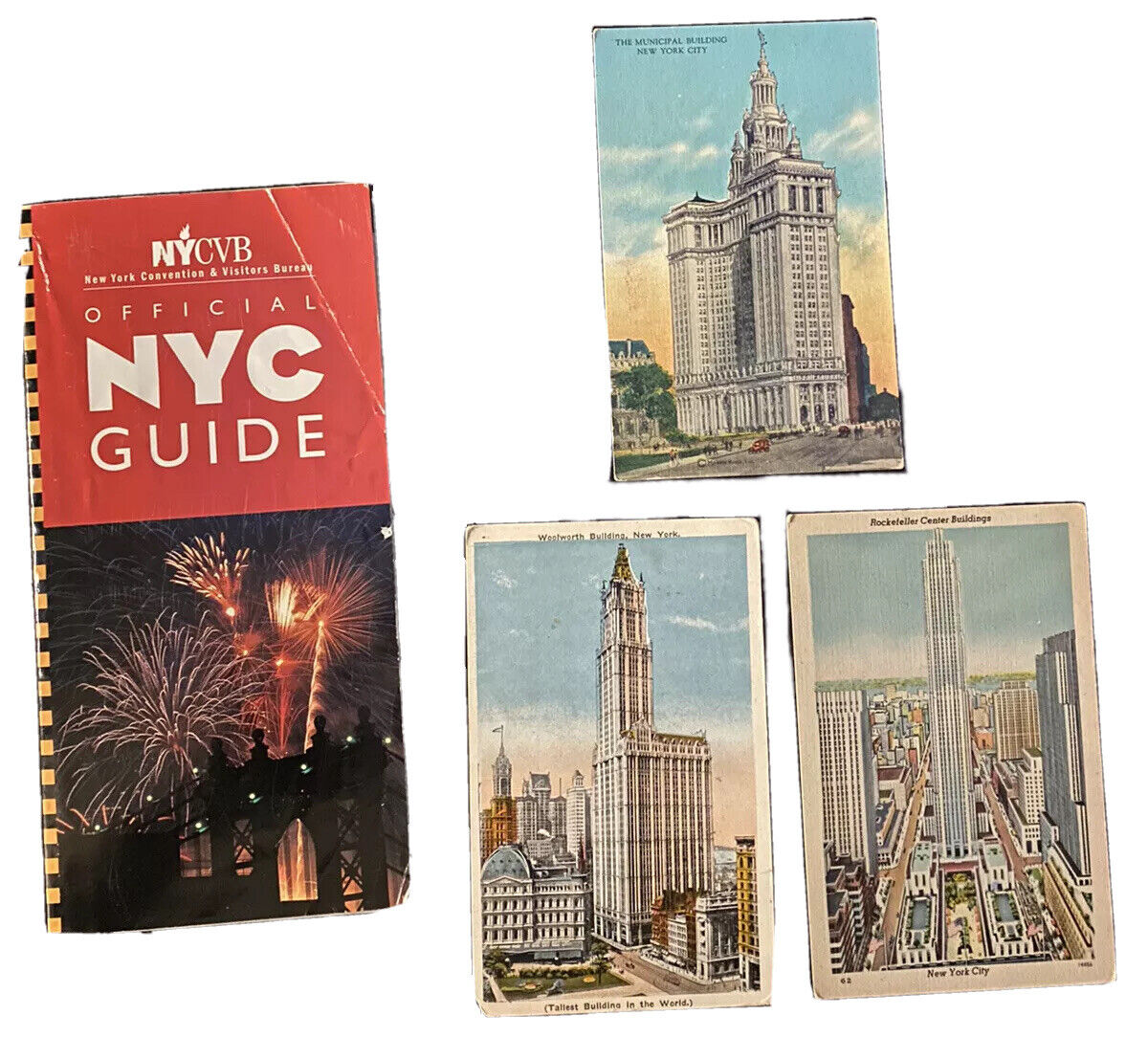 VTG Lot 3 New York NYC Postcards WW1 Era 1916 Moses King, ‘97 Official NYC Guide