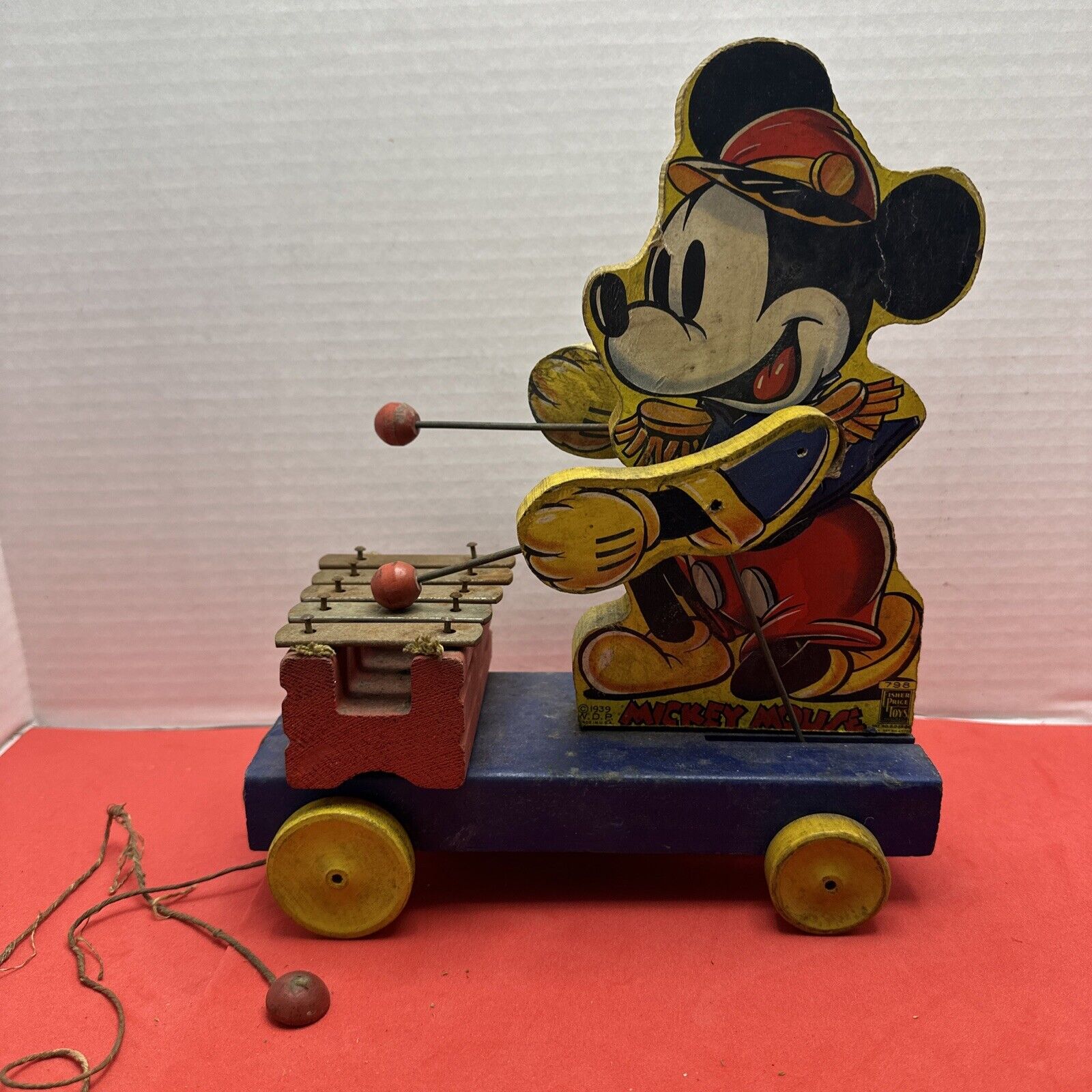 Vintage 1939 Fisher Price Mickey Mouse Xylophone Wood Pull Toy #798: Rarity 2