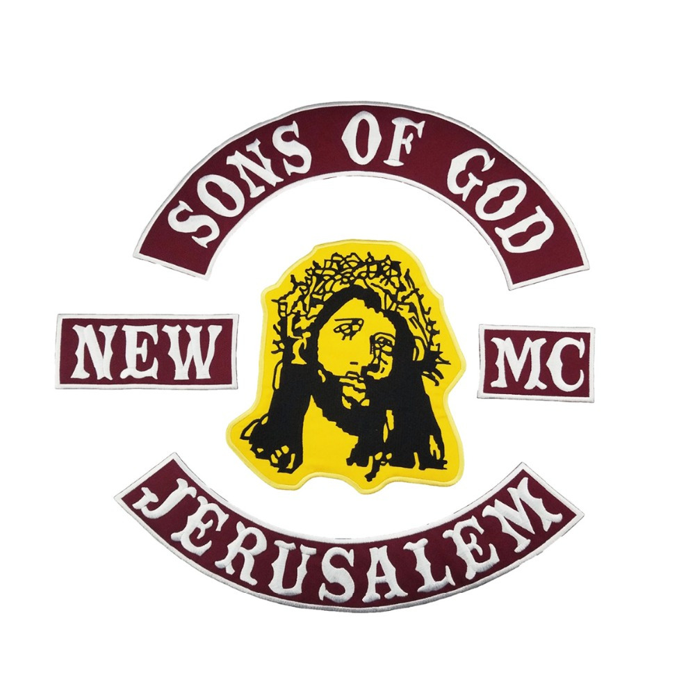 Sons of God Jerusalem New MC Motorcycle Biker Embroidered Iron On Back of Jacket