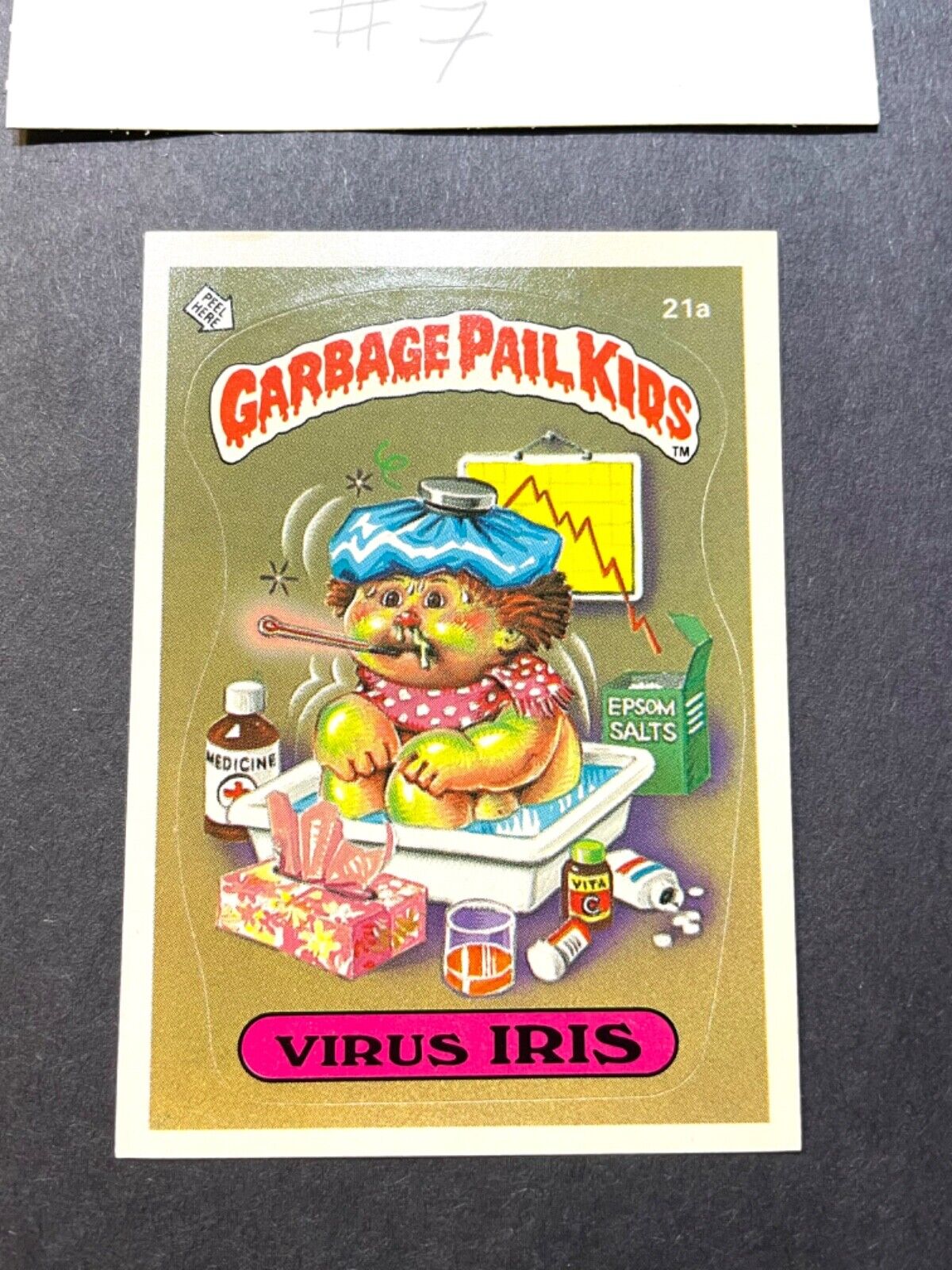 21a Virus Iris Matte back OS1 GPK Series 1 Garbage Pail Kids 1985 USA First
