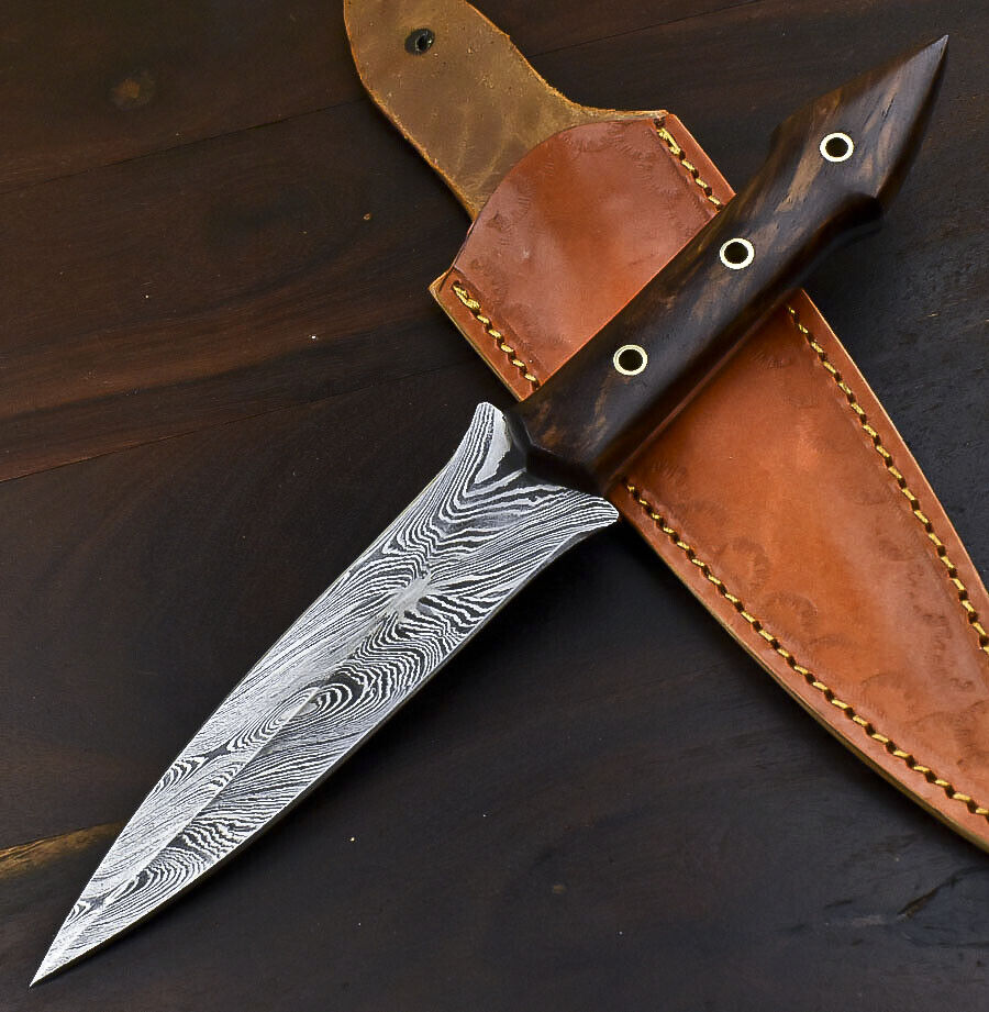 Rare Dagger Boot FIX BLADE Knife CUSTOM HANDMADE FORGED DAMASCUS Steel