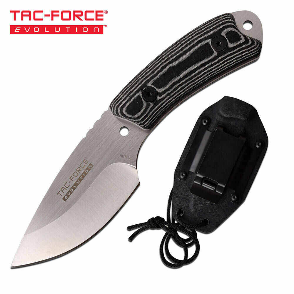Tac-Force Evolution Neck/Boot Knife Fixed Full Tang 8Cr13 Clip Sheath Micarta 