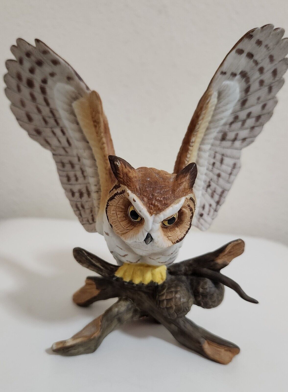 Lefton Great Horned Owl Porcelain Figure from 1985 Smoke Free Home