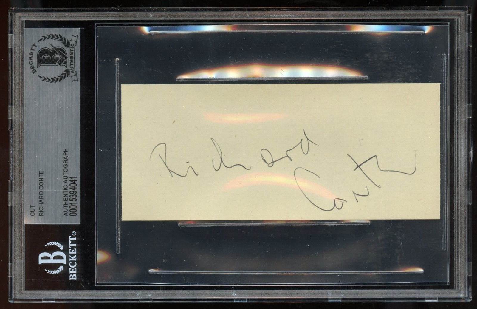 Richard Conte signed autograph auto 2x5 cut American Actor Godfather BAS Slabbed