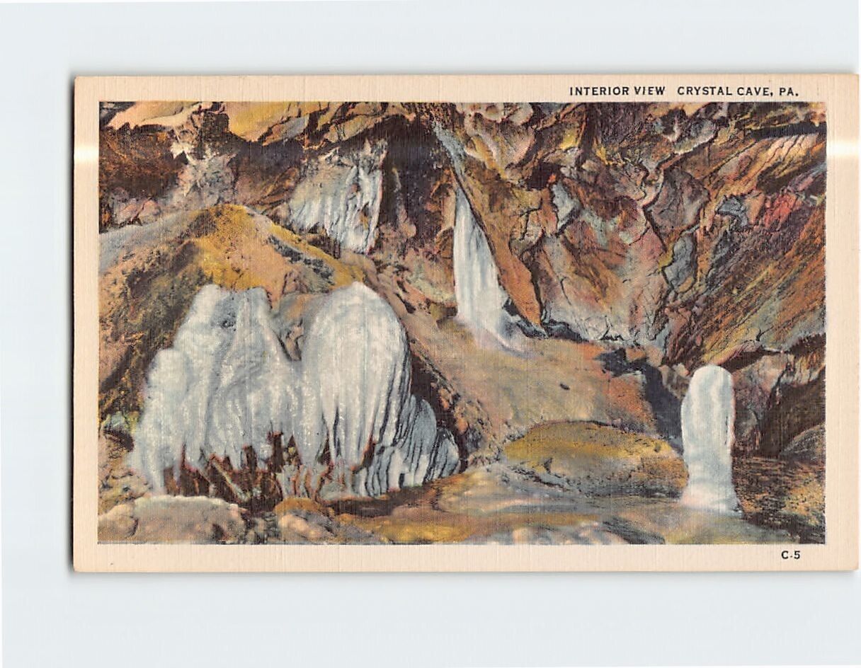 Postcard Interior of Crystal Cave Pennsylvania USA