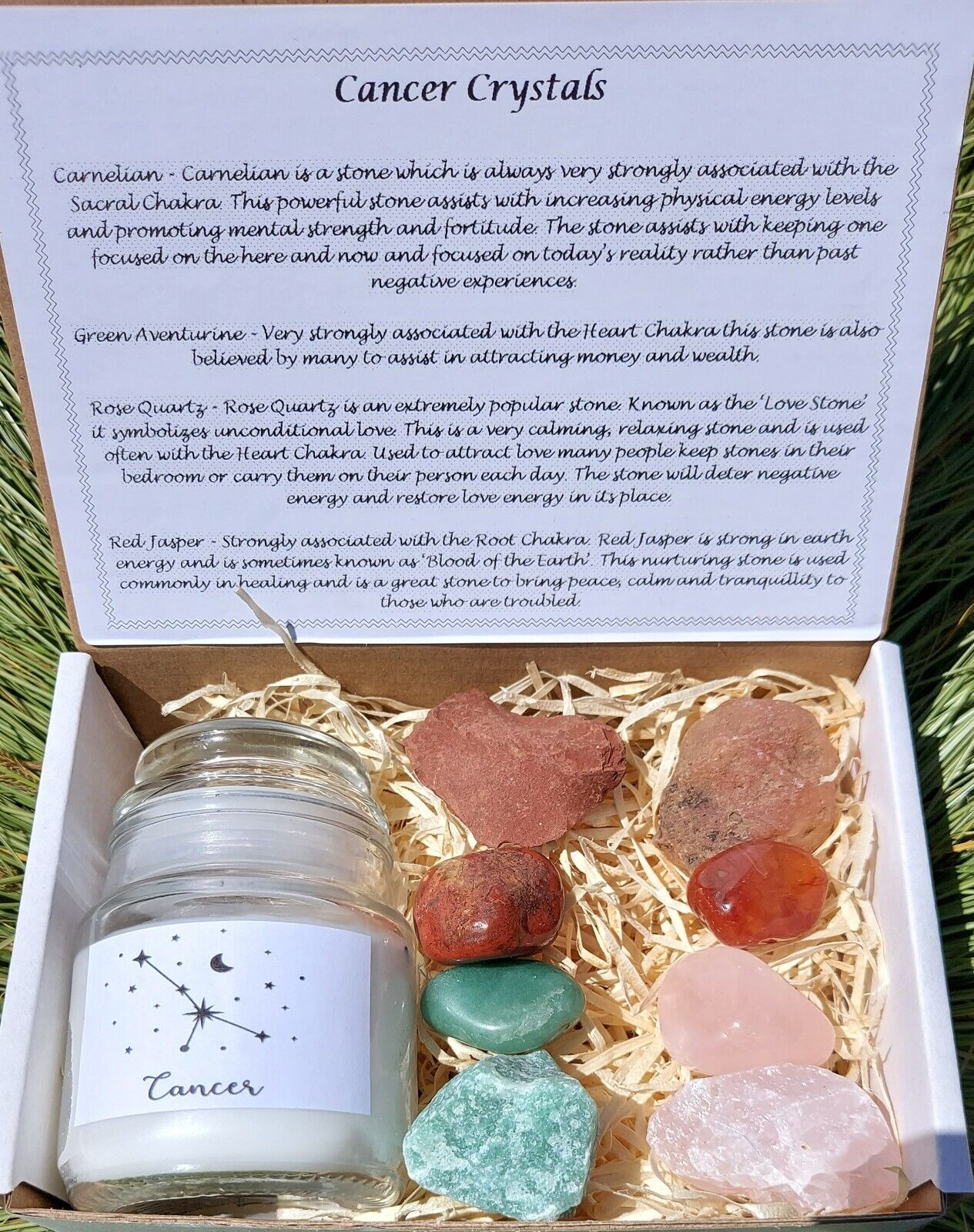 Cancer Zodiac Crystal & Candle Kit, Cancer  Star Sign Gift, Zodiac Charm.