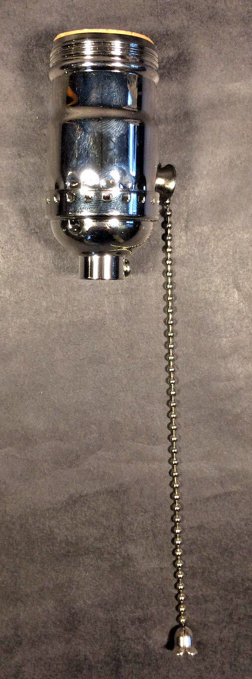 On/Off Solid Brass Pull Chain Early Electric Style Nickel Uno Lamp Socket #285N