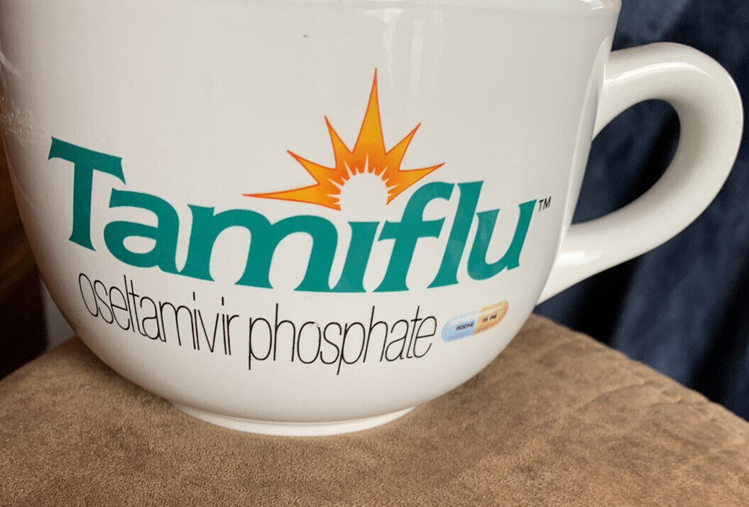 Tamiflu Advertising Coffee Soup XL White Mug Pharmaceutical Rare Medical 24 oz