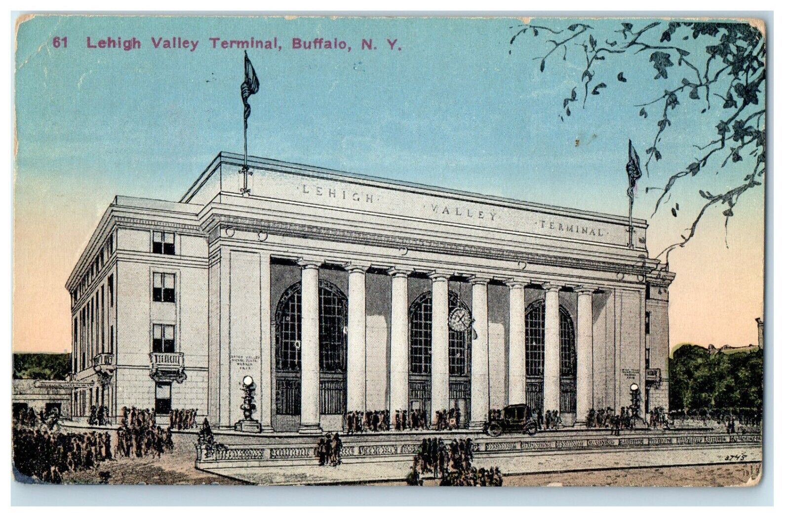1915 Lehigh Valley Terminal Building Buffalo New York NY Posted Antique Postcard