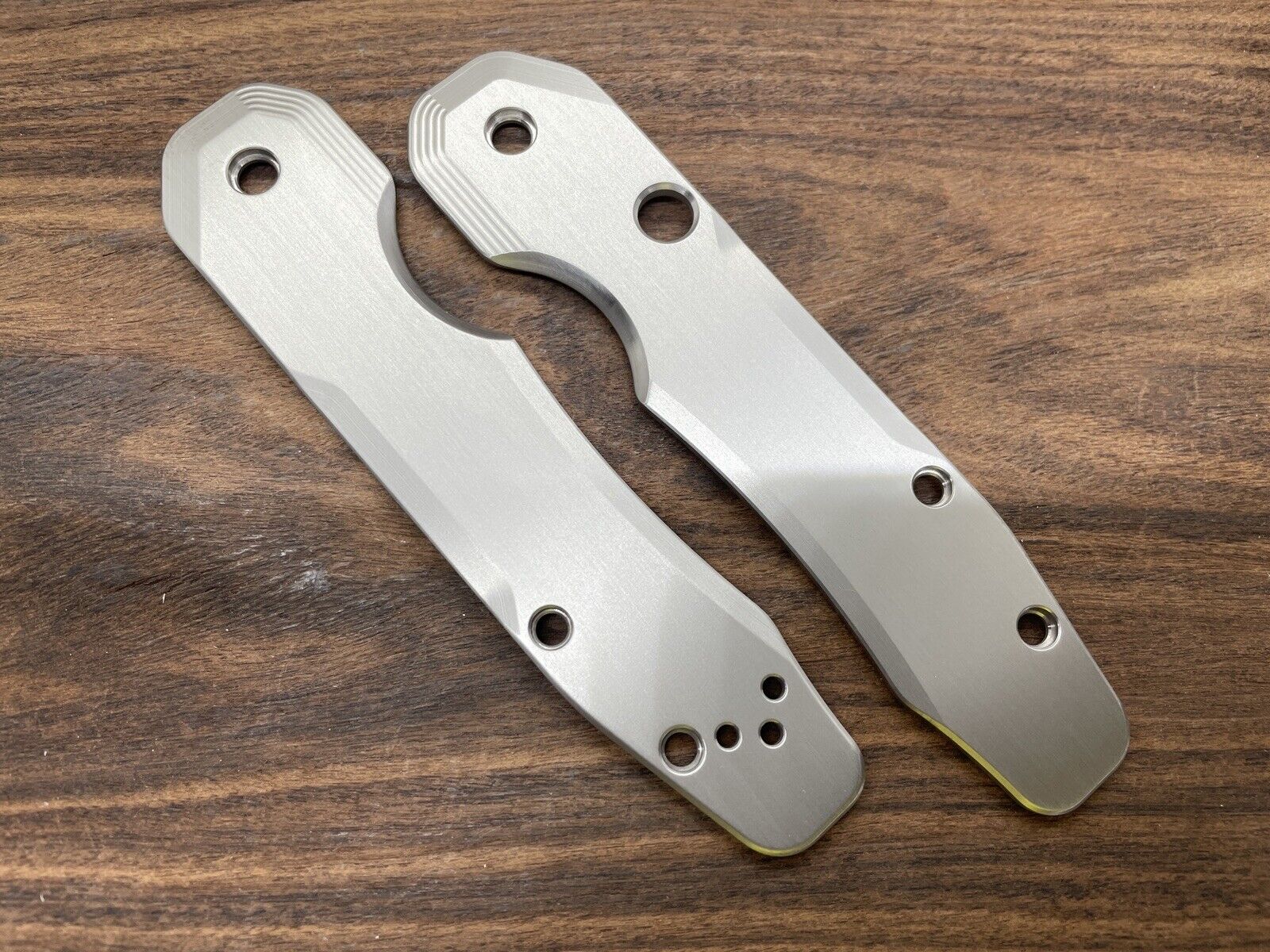 Brushed Titanium Knife Scales for SMOCK Spyderco Folding Knife Made in USA