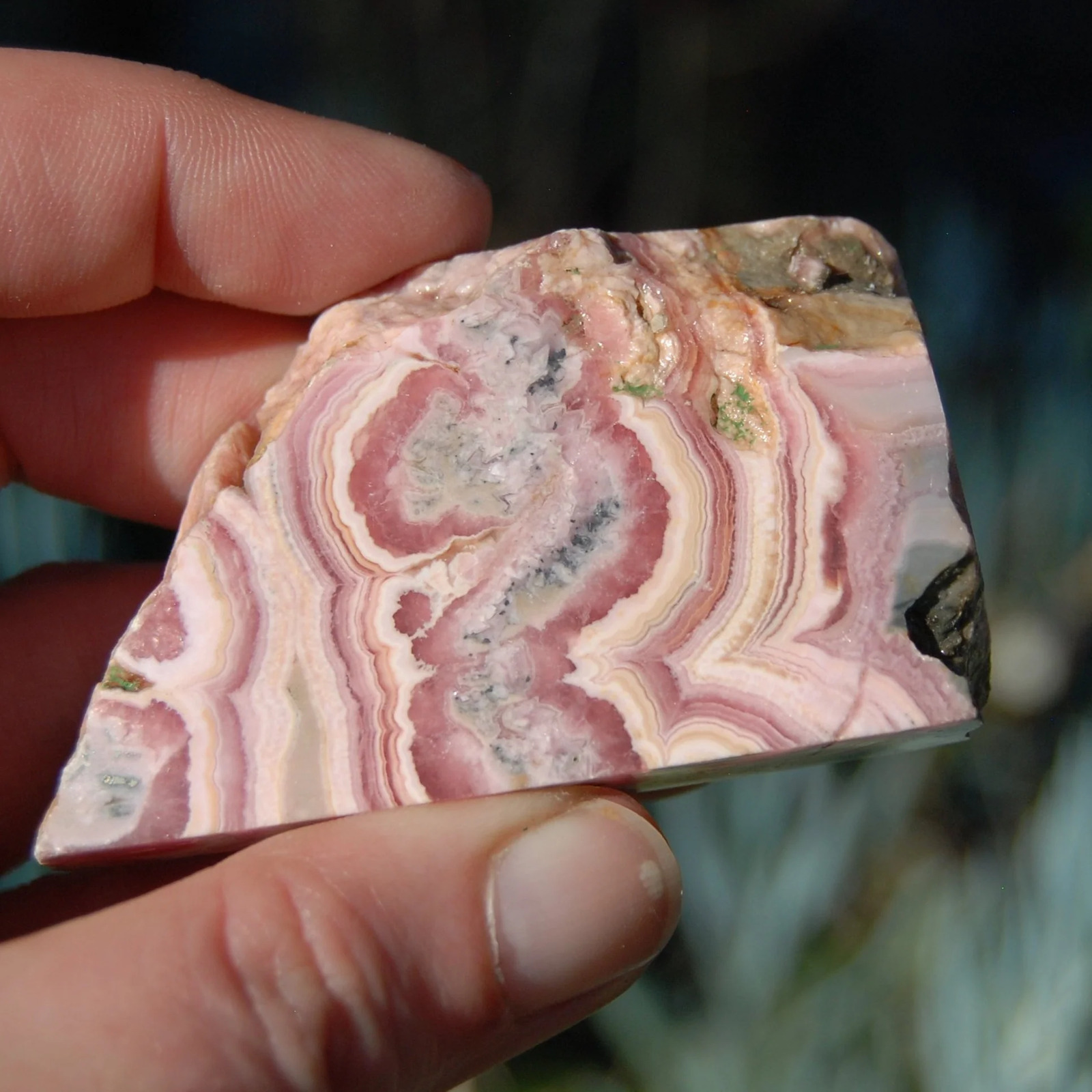 2.5in 100g Rhodochrosite Gemstone Slice, Rhodochrosite Crystal Slab, Argentina