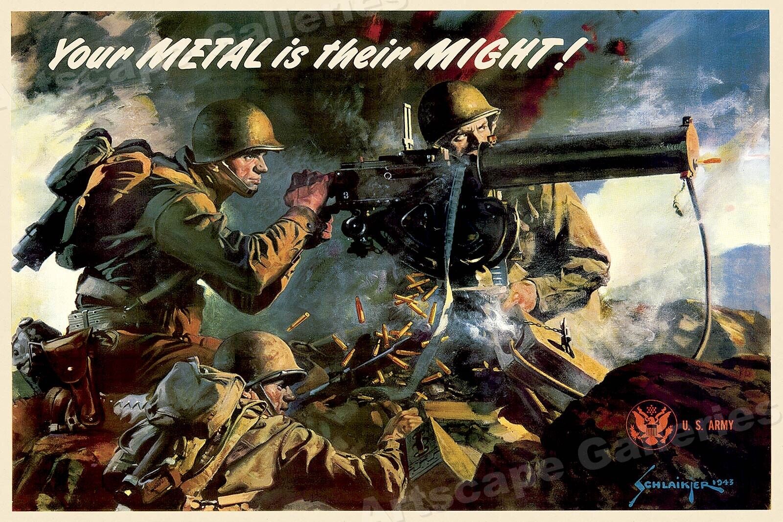 Your Metal is Their Might  1943 Vintage Style WW2 Poster - 16x24
