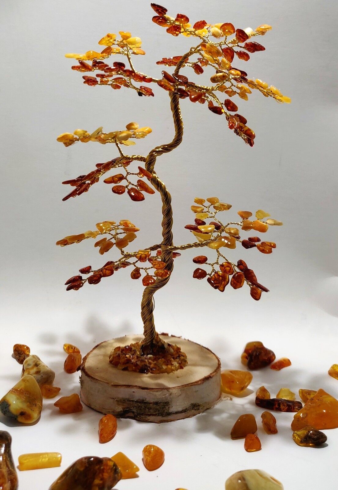 Amber Tree Baltic Natural Pine Genuine Wooden Figure Decor Figurine Drop Life 