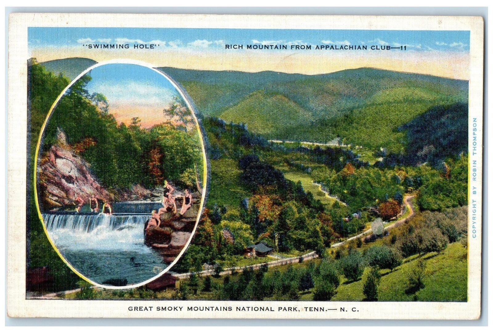 1936 Great Smokey Mountains Swimming Hole National Park Tennessee TN Postcard