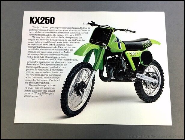 1981 Kawasaki KX250 Motorcycle Bike 1-page Vintage Sales Brochure Spec Sheet