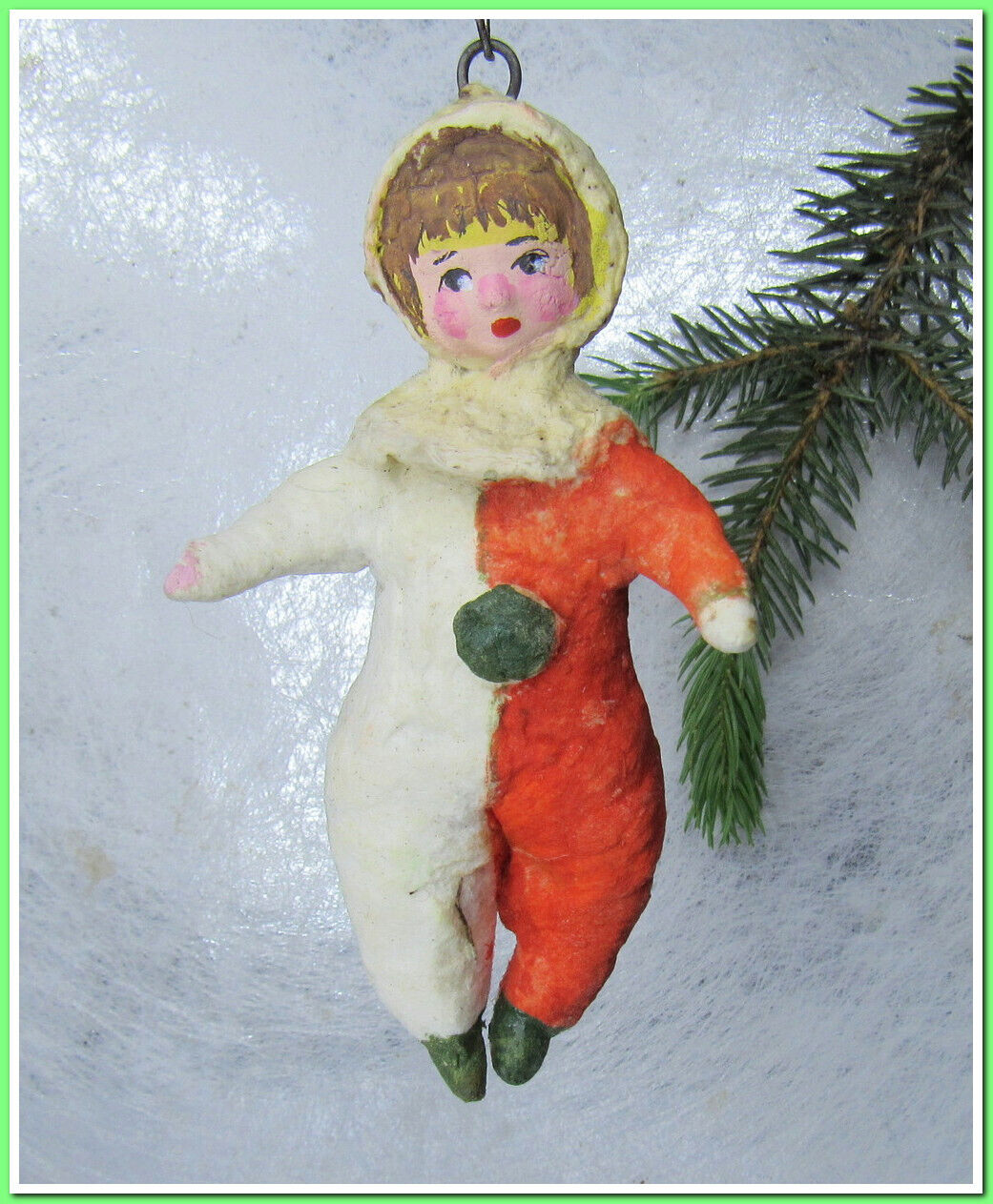 🎄Vintage antique Christmas spun cotton ornament figure #145242