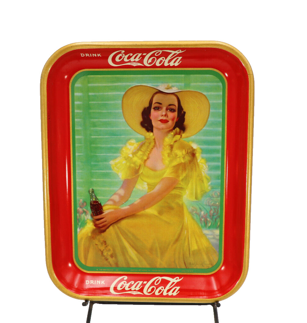 1938 Coca-Cola Tray Original - Girl at Shade (Excellent Condition)