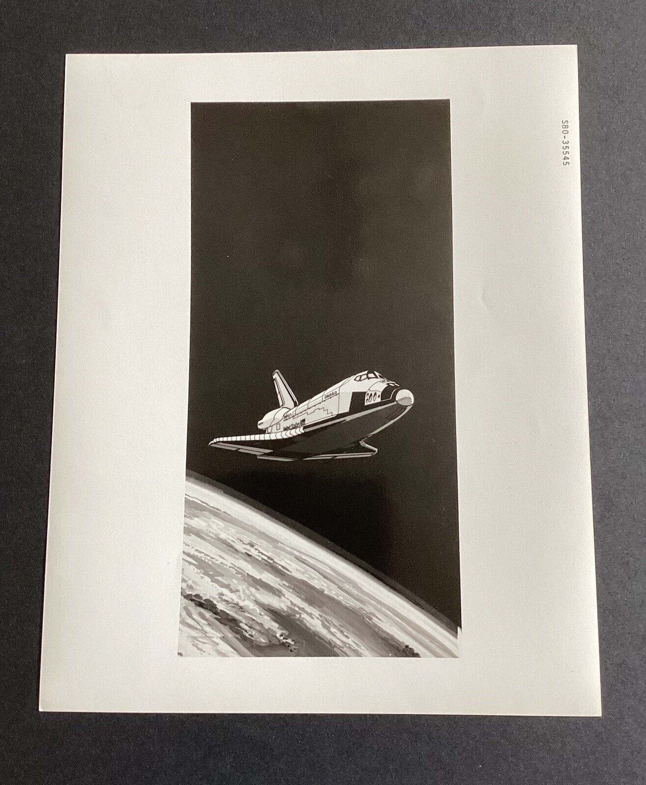1980 NASA RARE Space Shuttle In Flight BW Artist’s Concept Photo #S-80-35545