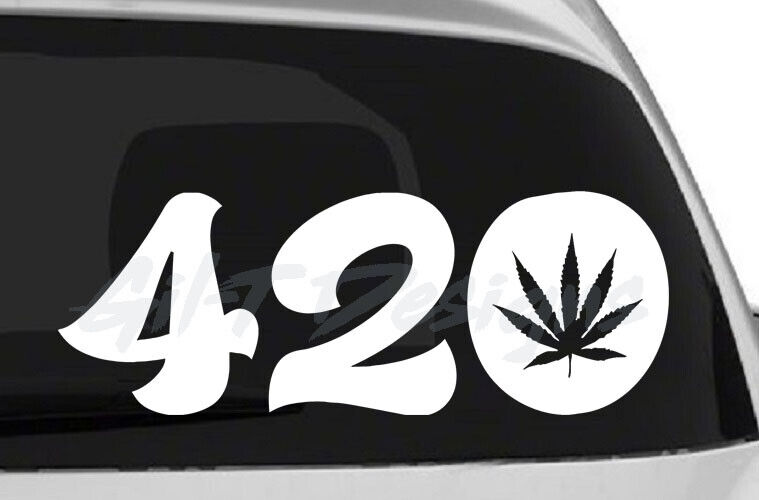 420 with Leaf Vinyl Decal Sticker, Marijuana, Cannabis, Pot, Smoking, Blunt Weed