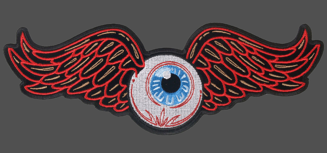 FLYING EYEBALL  EMBROIDERED 5 INCH  BIKER  PATCH