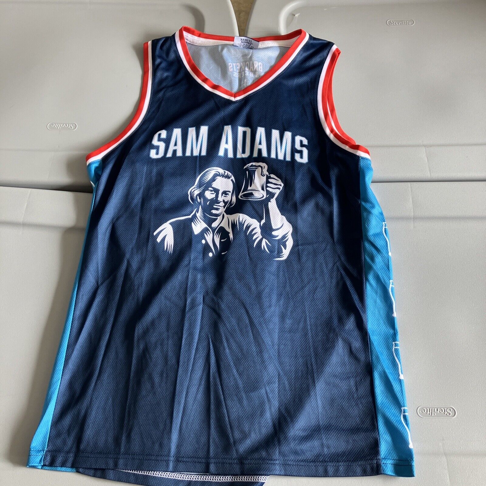 Men’s Sam Samual Adams Brackets & Beers Blue Basketball Jersey #23 Medium