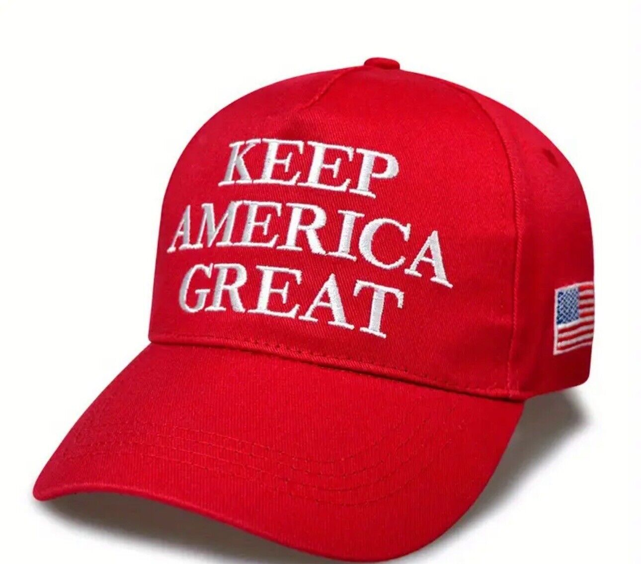 Trump 2024 MAGA Keep America Great Large Print With American Flag & 45 Red Hat