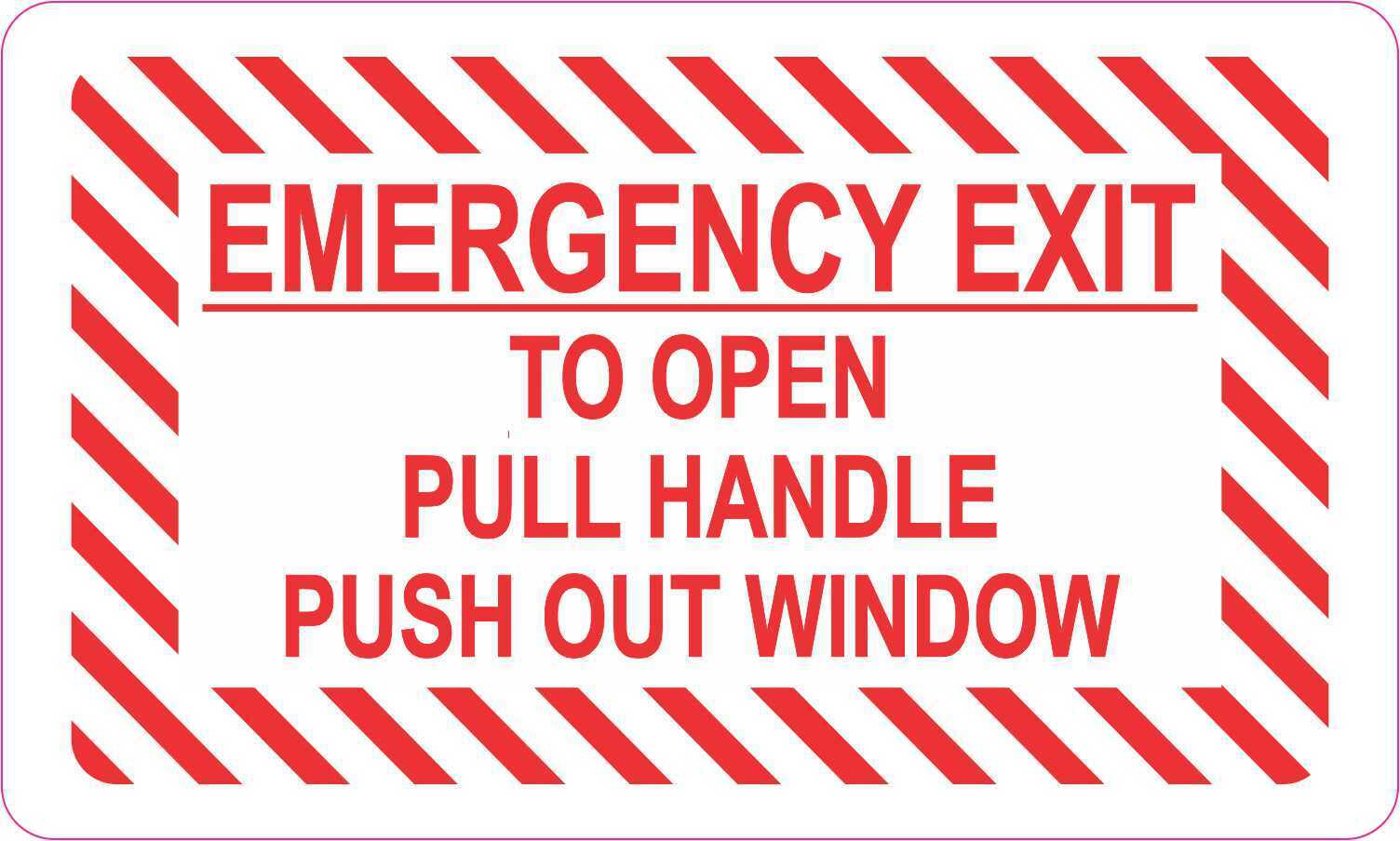 5in x 3in Emergency Exit Window Vinyl Sticker Vehicle Sign Business Decal
