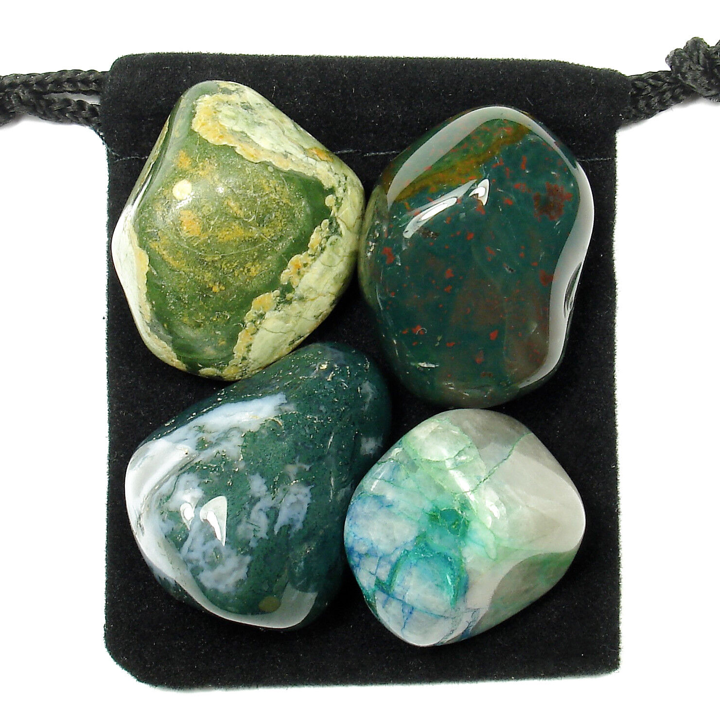 INFECTION FIGHTER Tumbled Crystal Healing Set = 4 Stones + Pouch + Card