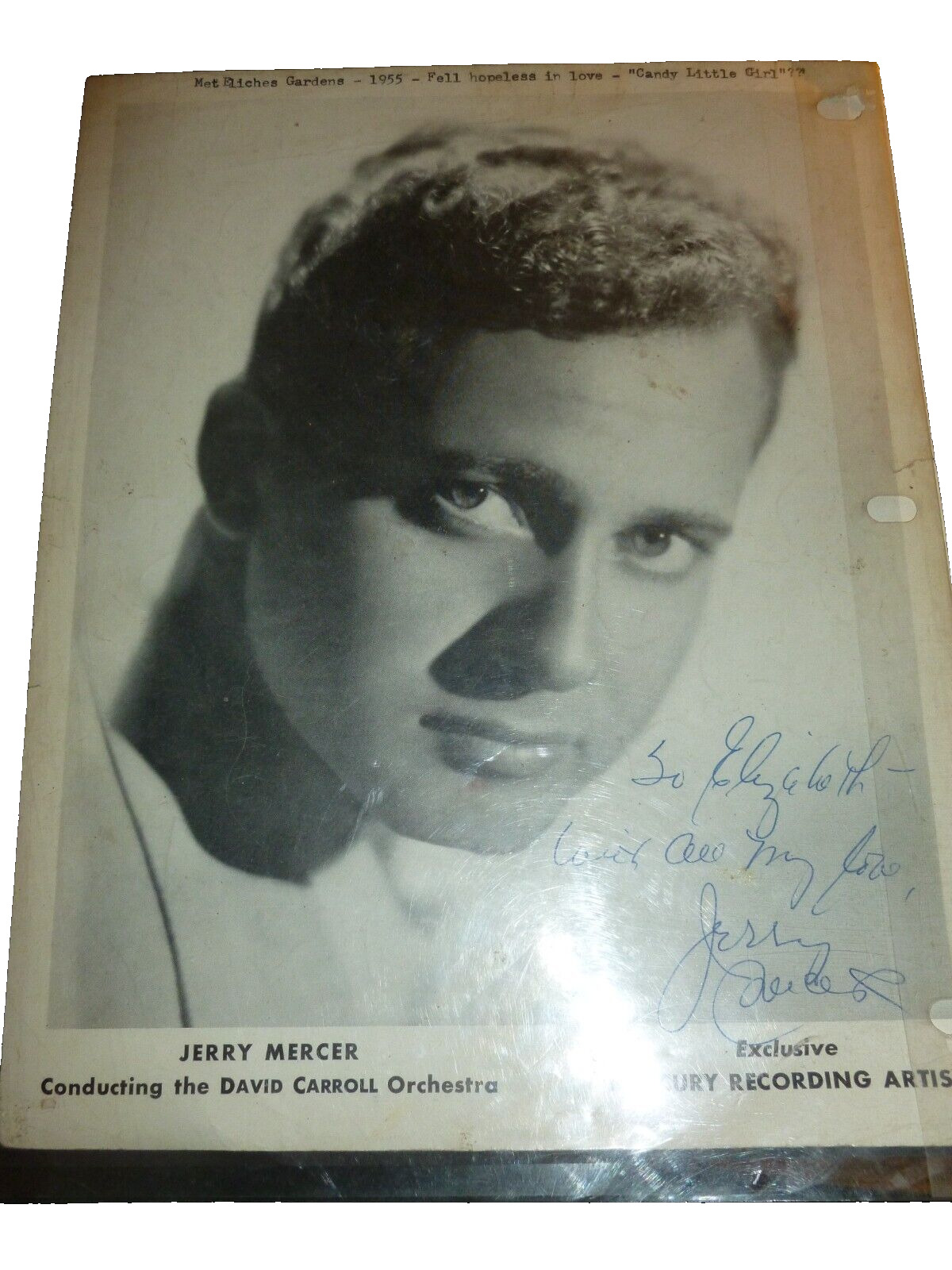 1955 Press Photo Jerry Mercer Signed 8x10\