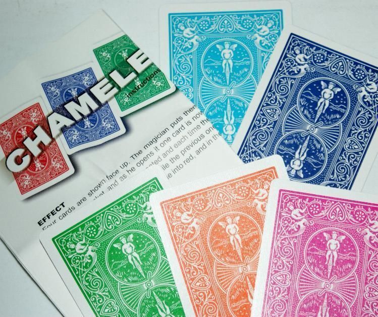 Chameleon Backs -- multi color back Bicycle Poker packet effect      TMGS