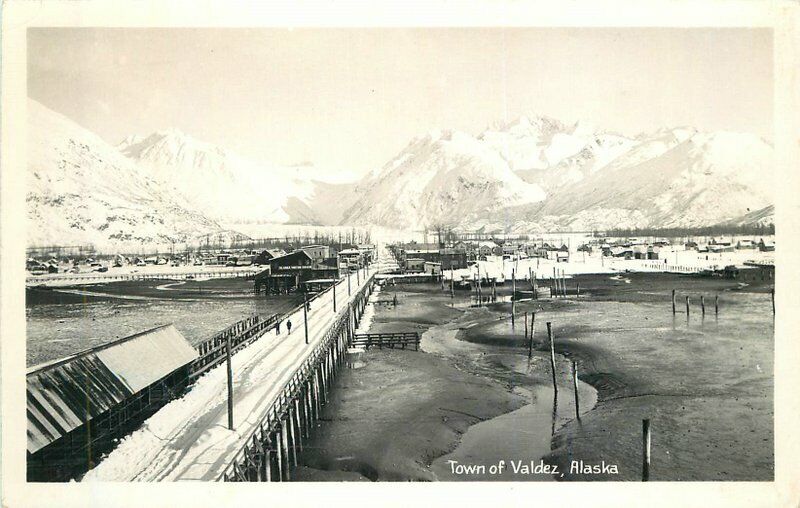 Alaska Town of Valdez 1940s RPPC Photo Postcard 22-494