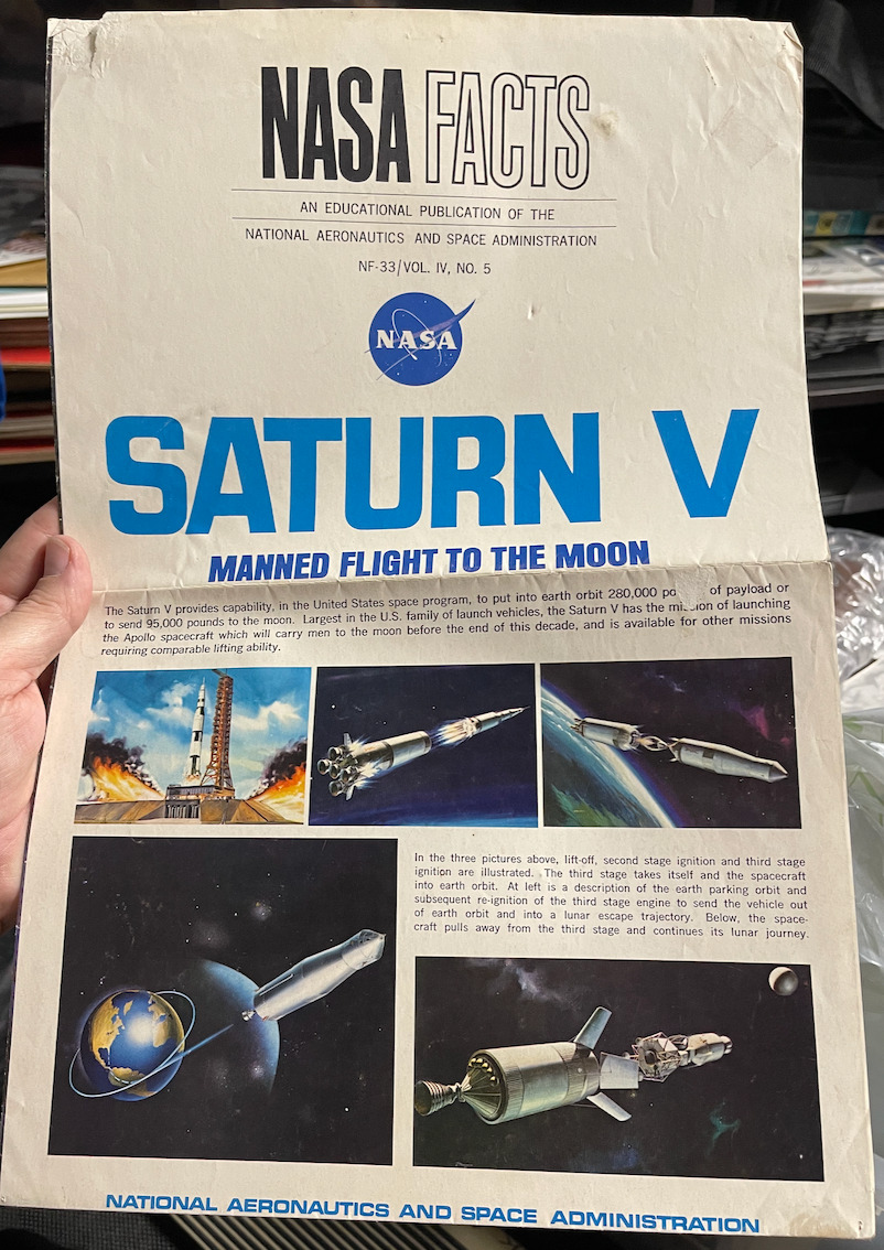 NASA Facts Saturn V Manned Flight to the Moon Fold Out Poster